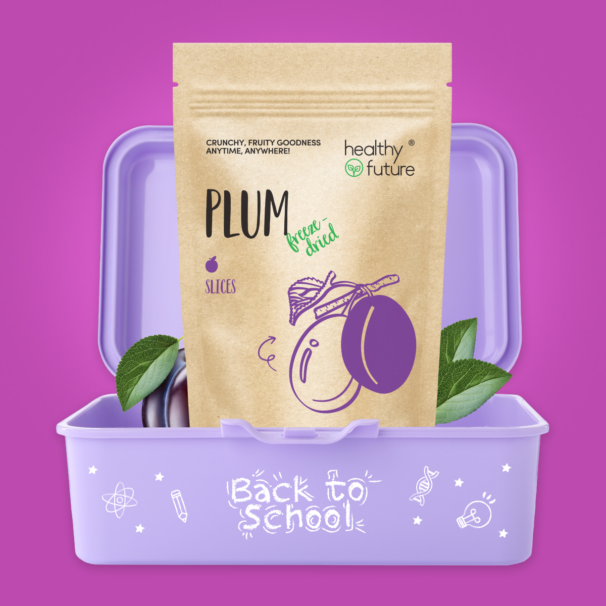 Freeze dried Plum, Back to school, Healthy Lunch Box